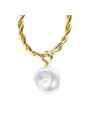 Monorecchino Donna cerchio arrotolato Marlù acciaio dorato perla 33OR0069G-W