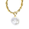 Monorecchino Donna cerchio arrotolato Marlù acciaio dorato perla 33OR0069G-W