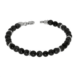Bracciale Uomo Liujo MLJ496 in acciaio con Pietre Nere