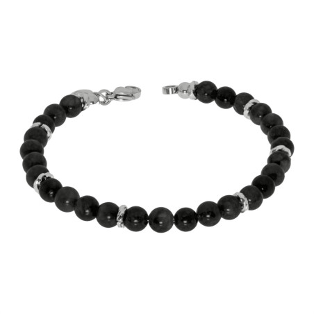 Bracciale Uomo Liujo MLJ496 in acciaio con Pietre Nere