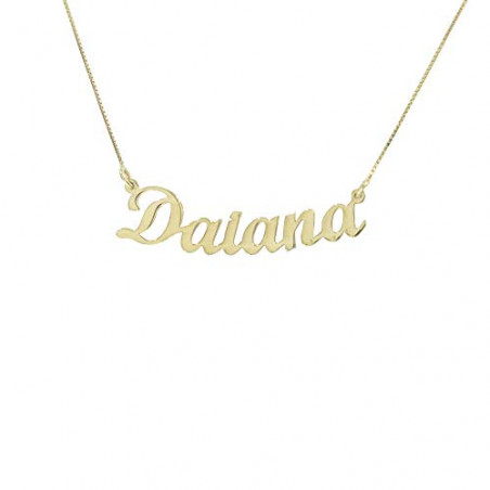 Women's Necklace customizable name in silver 925 rhodium-plated in yellow gold