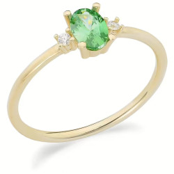 Anello Donna Ambrosia in Oro Giallo 375% con Zirconi Verdi KAAZ 024