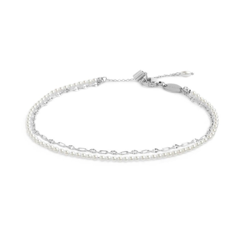 Cavigliera Donna Marlù 20CV090-W doppia catena con perle bianche e lip-cable Cavigliera Donna Marlù 20CV090-W doppia catena con perle bianche e lip-cable