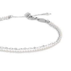 Cavigliera Donna Marlù 20CV090-W doppia catena con perle bianche e lip-cable