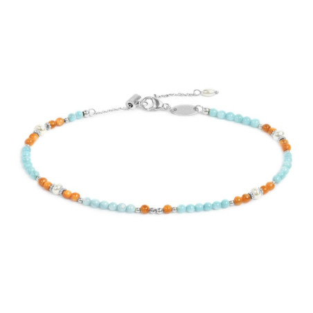 Cavigliera Donna Marlù 20CV093 con elementi madreperla colorati e perle bianche irregolari
