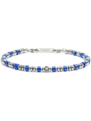 Bracciale Unisex Marlù 30BR0015-B in Acciaio Silver con Pietre Blu ed Ematite