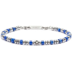 Bracciale Unisex Marlù 30BR0015-B in Acciaio Silver con Pietre Blu ed Ematite