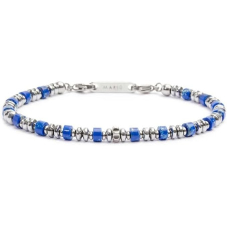 Bracciale Unisex Marlù 30BR0015-B in Acciaio Silver con Pietre Blu ed Ematite