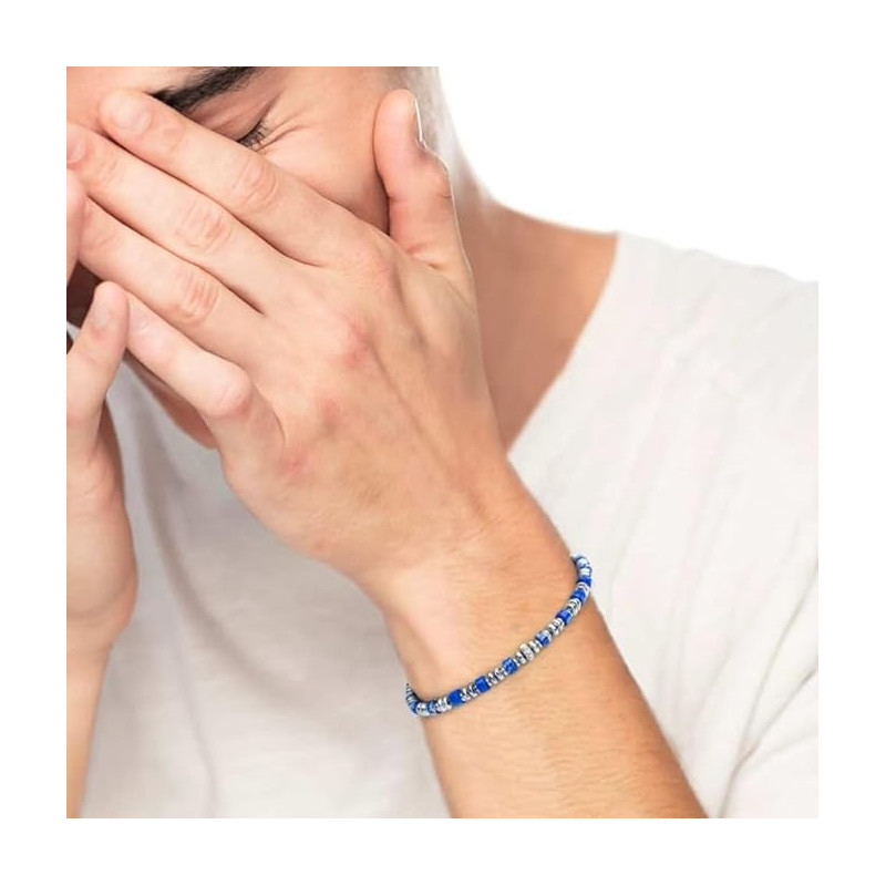 Bracciale Marlù 30BR0015-B Acciaio Silver con Lapislazzuli Blu | Bracciali Marlù