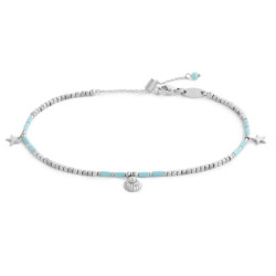 Cavigliera Donna Marlù 20CV092-T con ematite cubica alternata a perline conchiglia e stelle marine pendenti