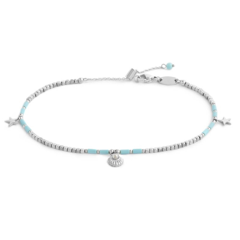 Cavigliera Donna Marlù 20CV092-T con ematite cubica alternata a perline conchiglia e stelle marine pendenti Cavigliera Donna Marlù 20CV092-T con ematite cubica alternata a perline conchiglia e stelle marine pendenti