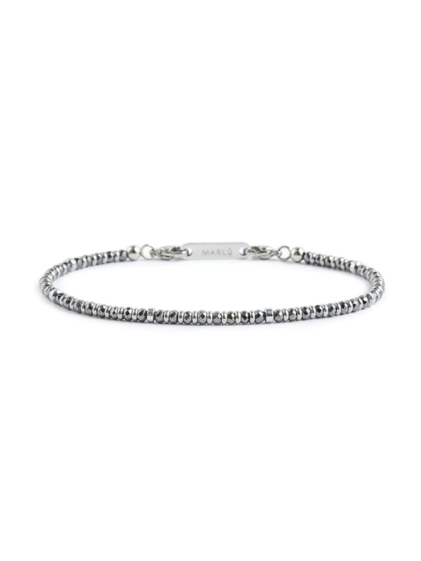 Bracciale Uomo Marlù 1BR0069-E  Sparkles in Acciaio con Ematite Silver