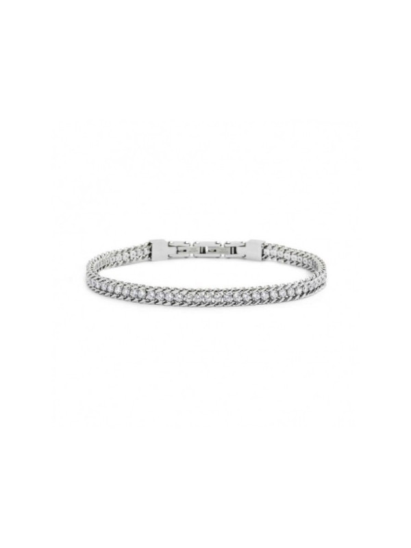 Bracciale Uomo Tennis Marlù 31BR0002W-L in Acciaio SIler con Pietre Bianche