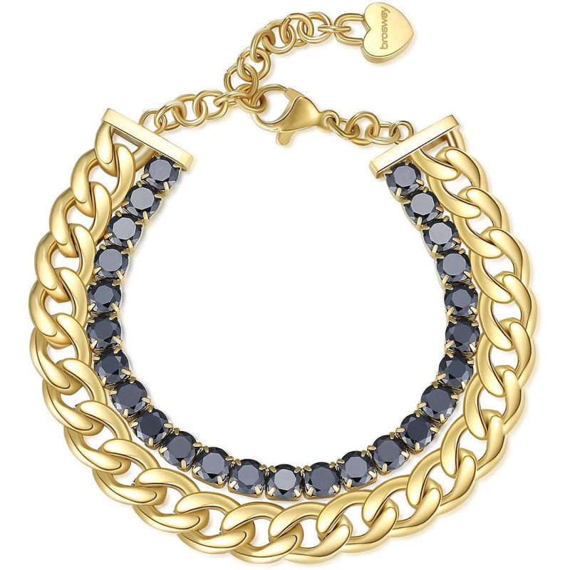 Bracciale Da Donna Tennis Brosway BEI073 PVD Oro con Zirconi Neri Bracciale Da Donna Tennis Brosway BEI073 PVD Oro con Zirconi Neri