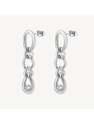 Orecchini Donna Brosway Ribbon BBN43 in Acciaio Silver con Cristalli