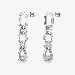 Orecchini Donna Brosway Ribbon BBN43 in Acciaio Silver con Cristalli