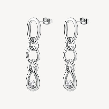 Orecchini Donna Brosway Ribbon BBN43 in Acciaio Silver con Cristalli