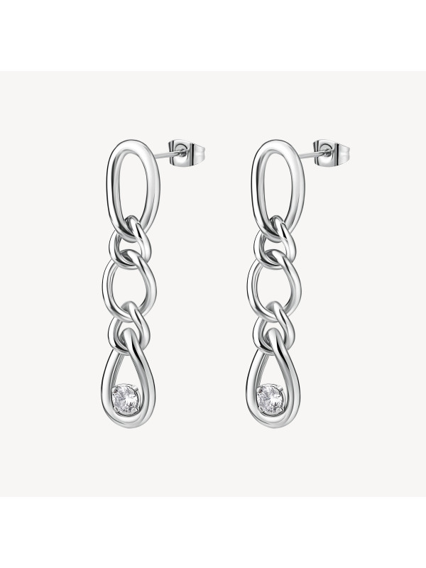 Orecchini Donna Brosway Ribbon BBN43 in Acciaio Silver con Cristalli