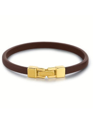 Bracciale Uomo Brosway Ink BIK136A in Pelle Marrone con Centrale Acciaio