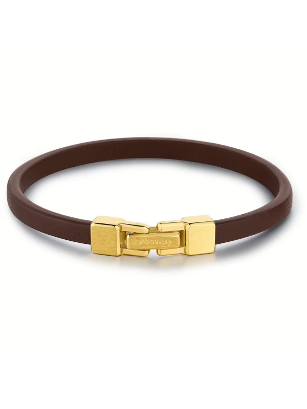 Bracciale Uomo Brosway Ink BIK136A in Pelle Marrone con Centrale Acciaio