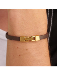 Bracciale Uomo Brosway Ink BIK136A in Pelle Marrone con Centrale Acciaio