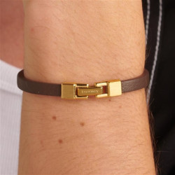 Bracciale Uomo Brosway Ink BIK136A in Pelle Marrone con Centrale Acciaio