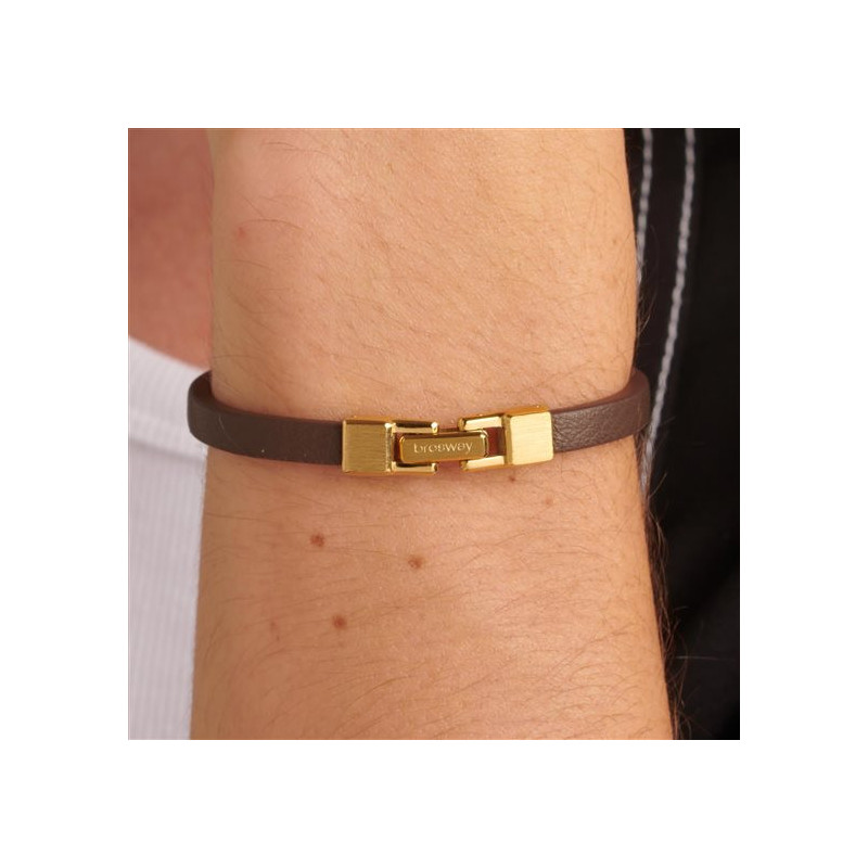 Bracciale Uomo Brosway Ink BIK136A in Pelle Marrone con Centrale Acciaio