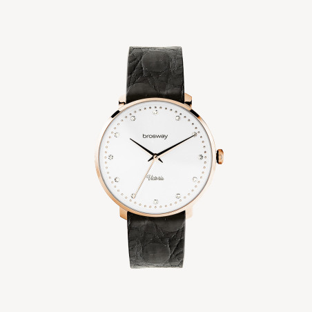 Orologio Solo Tempo Donna Brosway Victoria WVI28 Cinturino In Pelle Nero
