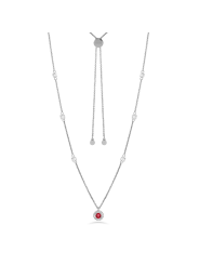 Collana Donna Liujo LJ2267 in Acciaio 3161l Silver con Pendente Zircone Rosso
