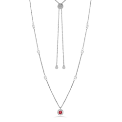 Collana Donna Liujo LJ2267 in Acciaio 3161l Silver con Pendente Zircone Rosso