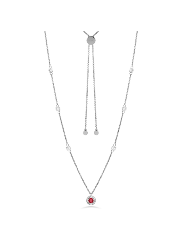 Collana Donna Liujo LJ2267 in Acciaio 3161l Silver con Pendente Zircone Rosso