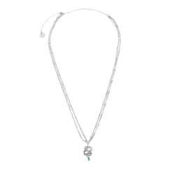 Collana Donna Marlù 33CN0019-V in Acciaio Silver Doppio Filo con Serpente