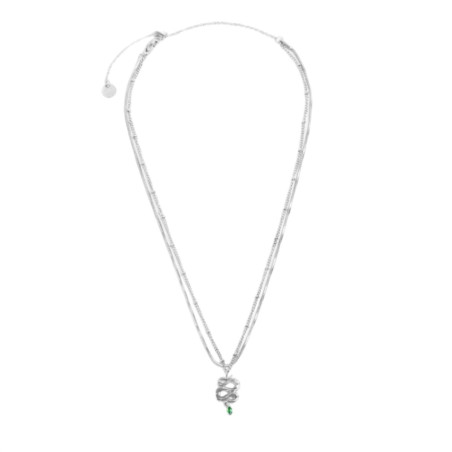 Collana Donna Marlù 33CN0019-V in Acciaio Silver Doppio Filo con Serpente