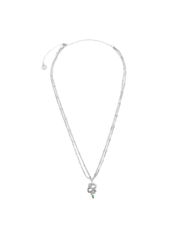 Collana Donna Marlù 33CN0019-V in Acciaio Silver Doppio Filo con Serpente