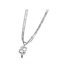 Collana Donna Marlù 33CN0019-V in Acciaio Silver Doppio Filo con Serpente