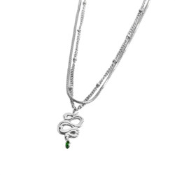 Collana Donna Marlù 33CN0019-V in Acciaio Silver Doppio Filo con Serpente