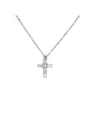 Collana Donna Marlù 31CN0007-W Croce Pendente in Acciaio Silver e Zirconi