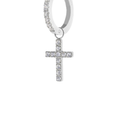 Mono Orecchino Marlù a Cerchio 31OR0014G-W a Croce in Acciaio Silver