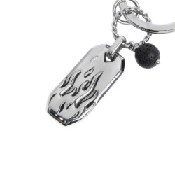 Portachiavi Marlù 33PC002-N Acciaio Silver con Pierta Lavica