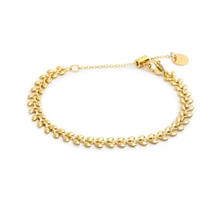 Bracciale Unisex Marlù 18BR196G Acciaio con foglie pvd oro