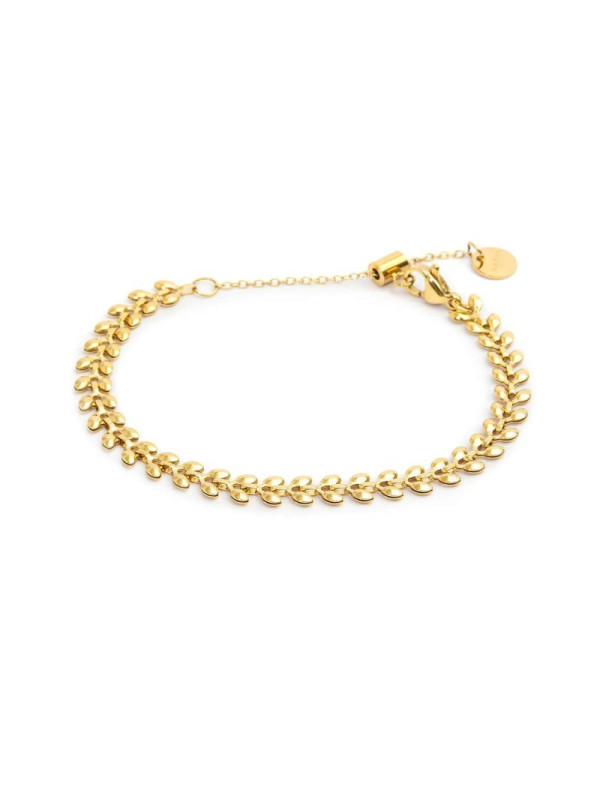 Bracciale Unisex Marlù 18BR196G Acciaio con foglie pvd oro