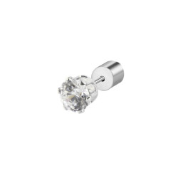 Mono Orecchino Donna 2OR0094-W a lobo con zircone 5mm SIlver
