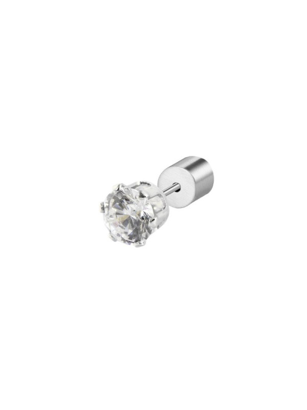 Mono Orecchino Donna 2OR0094-W a lobo con zircone 5mm SIlver