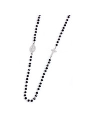 Collana Unisex Marlù 33CO0006-N Acciaio Silver E Pietre Nere Rosario