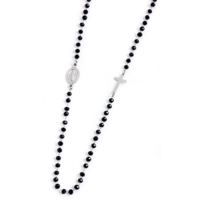 Collana Unisex Marlù 33CO0006-N Acciaio Silver E Pietre Nere Rosario Collana Unisex Marlù 33CO0006-N Acciaio Silver E Pietre Nere Rosario