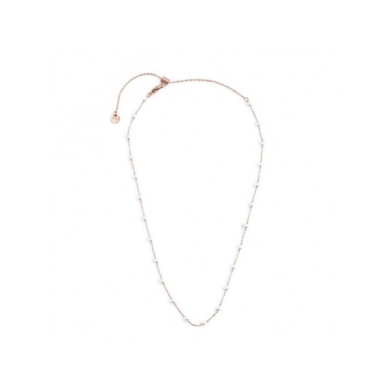 Collana acciaio pvd oro rosa con perle di Marlù, 2CA0031R-W Collana acciaio pvd oro rosa con perle di Marlù, 2CA0031R-W