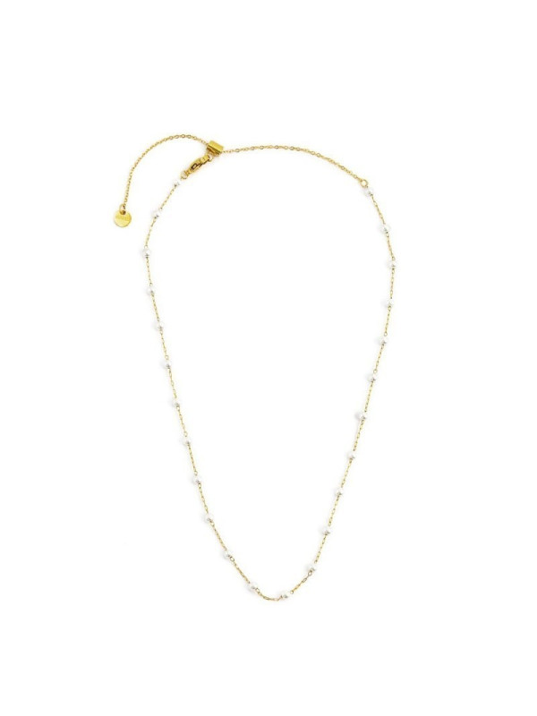 Collana Donna Marlù 2CA0031G-W in Acciaio Pvd Oro con Perle Bianche