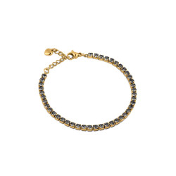 Bracciale Donna Tennis Ops OPSBR-925 Acciaio Oro con pietre Nere 3mm