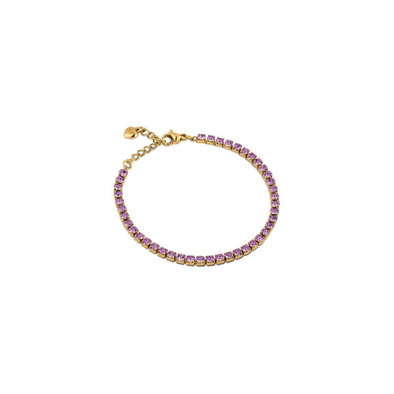 Bracciale Donna Tennis Ops OPSBR-927 Acciaio Oro con pietre Lilla 3mm Bracciale Donna Tennis Ops OPSBR-927 Acciaio Oro con pietre Lilla 3mm