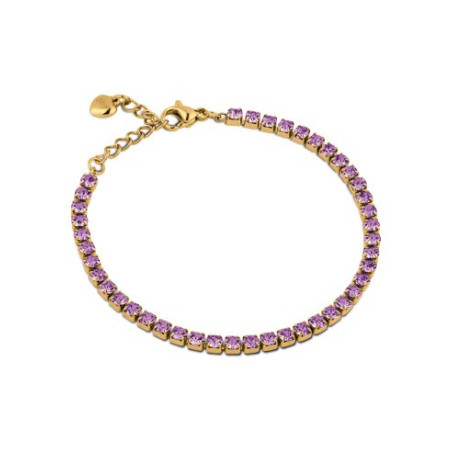 Bracciale Donna Tennis Ops OPSBR-927 Acciaio Oro con pietre Lilla 3mm